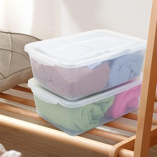 Morcte 4-Pack 14 L Basic Clear Plastic Storage Box with Clear Lid, Clear Storage Bin
