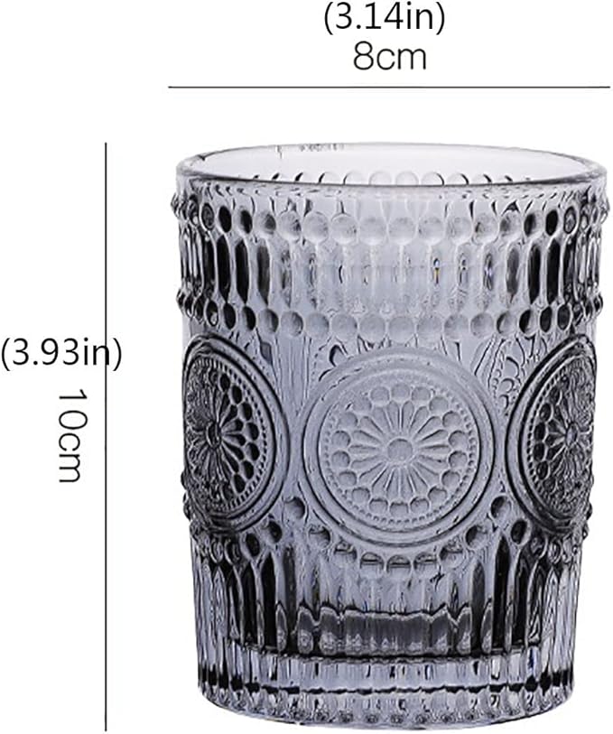 YLWX European Style Gold Relief Clear Glass Toothbrush Holder Retro Wash Cup Light Luxury Couple Mouthwash Cup Hotel Toothbrush Cup Water Cup (Color : Soot 270ml)