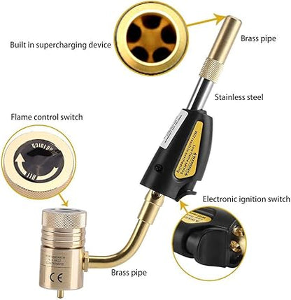 Torch Welding Tool, Gas Self Ignition Turbo Torch Brazing Soldering Welding Plumbing Gun Tool for Welding Soldering of Plumbing Air Conditioning Heating Refrigeration