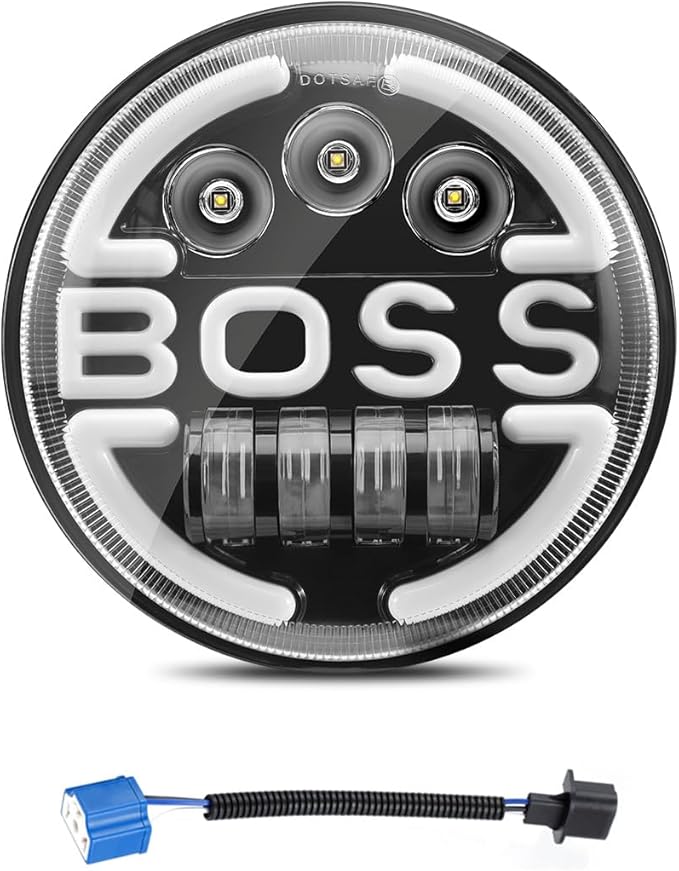 7 Inch Motorcycle LED Headlight Daymaker Compatible with Harley Davidson Touring Softail FLD (BOSS)