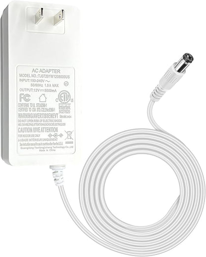 12V Power Supply Adapter, 5A 60W Wall Plug Switching Transformer, AC 100-240V Converter to DC 12 Volt White LED Driver Adaptor with 5.5x2.12.5mm Connector for led Strip Light (ETL Certificated)