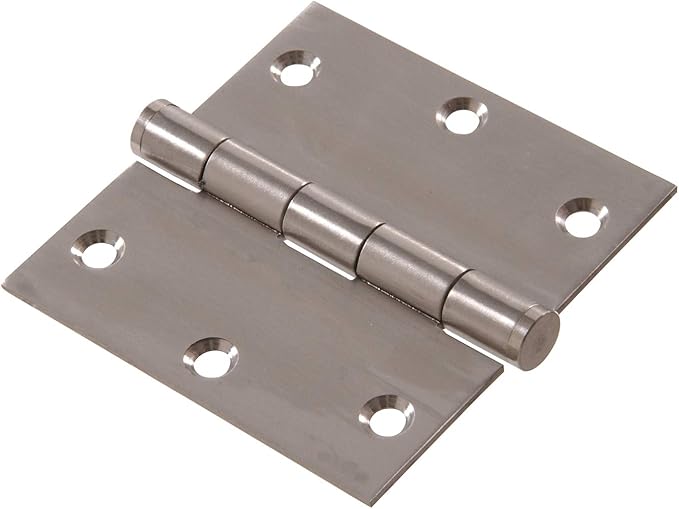 Hardware Essentials 852619 Residential Square Corner Door Hinges with Removable Pin Stainless Steel 3-1/2"