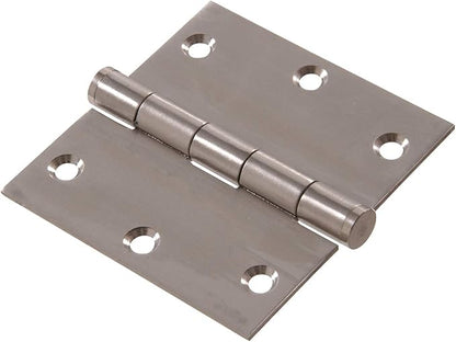 Hardware Essentials 852619 Residential Square Corner Door Hinges with Removable Pin Stainless Steel 3-1/2"