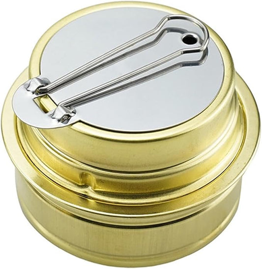 Portable Mini Alcohol Stove Burner Outdoor Brass Camping Cooking Stove Outdoor Camping Backpacking, 4.7x7.4cm 80ML