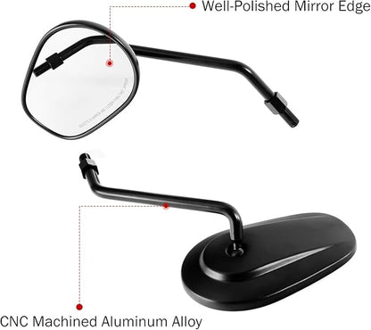 INNOGLOW Motorcycle Mirrors Rearview Mirror Side Mirrors Wide Field Matte Black Aluminum 8mm10mm Universal for Suzuki kawasaki Cruiser Chopper