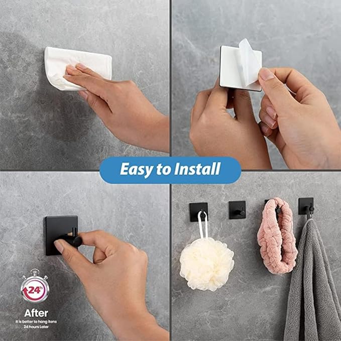 NevStp 123PCS Self Adhesive Wall Hook Black Gold Hanging Hooks for Wall Bathroom Towel Holder No Drill Bathroom Organaizer,1pcs Black