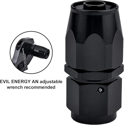 EVIL ENERGY 6AN Hose End Fitting Straight Swivel for CPE Braided Hose Black