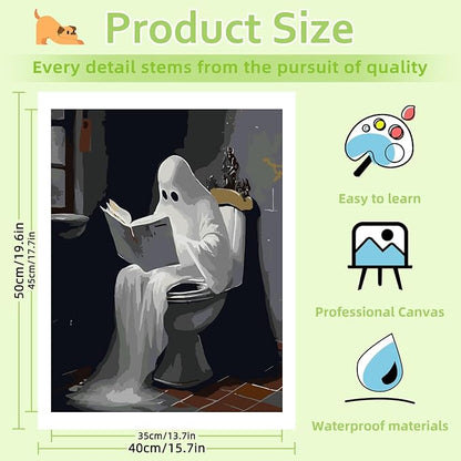 Reivworl Ghost Paint by Numbers Kit for Adults, Bathroom Paint by Number Adult, Painting by Numbers for Gifts and Home Interior Decor 16x20 Inch
