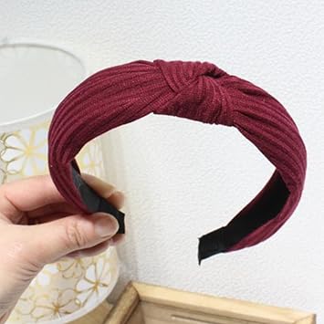 Knotted Headband for Women Fashion Knitted Fabric Hairhoop High Skull Wide Headband for Face Washing