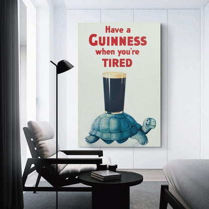 Vintage 1930's Guinness Beer Poster On Canvas, Comes With 1/2" White Border (not pictured) Around Poster For Framing, 24" x 36"