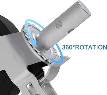8 Inch Scaffolding Wheels, Scaffold Caster with Dual Locking Brakes, Heavy Duty 750LBS Rubber Caters 1-38" Solid Round Stem Replacement for Scaffold Workbench Shelves