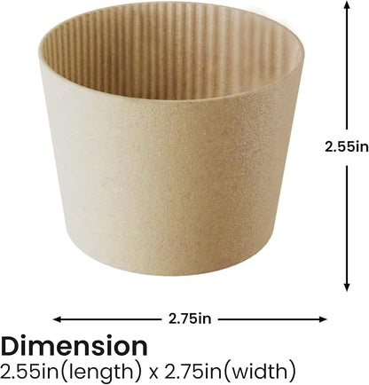 Sleeves Coffee 200 Pcs Corrugated Brown Kraft Paper Cups Sleeves Fit 12oz, 16oz, 20oz, 22oz & 24oz Cups Recyclable & Disposable Perfect for Hot Drinks in Cafes & Offices (PACK OF 200)