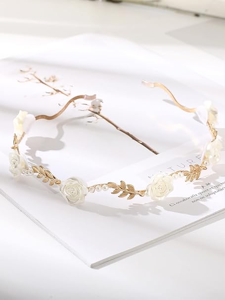 JERYS Women's Solid Color Headband Faux Pearl  Flower Decor Headband Fashion Headband Ladies Headband