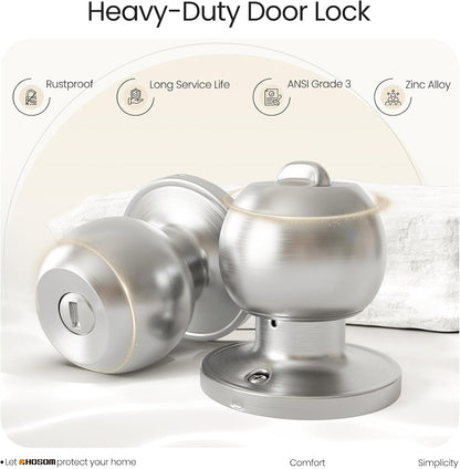 HOSOM Privacy Door Knob, Matte Black Door Knob Set, Black Door Handles Interior, Keyless Doorknobs Interior Door Lock for Bedroom, Bathroom, 1 Pack