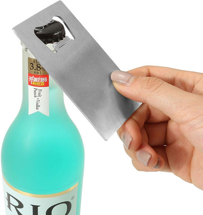 Wallet Bottle Opener, Cool & Funny Card Size Party Wedding Favors Beer Bottle Opener for Guest,Stainless Steel (2pcs-Black(