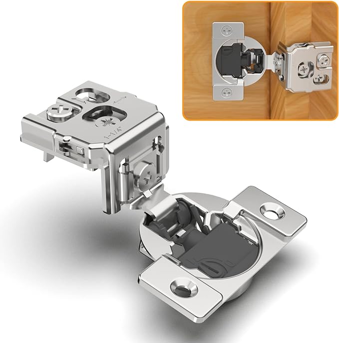 2 Pack 1-1/4" 4D Overlay Soft Close Concealed Hinges for Face Frame Door, Control Closing Speed, Smooth Slow Self Close Hinges, Satin Nickel, 105° Open Angle Stainless Steel Cabinet Hinges