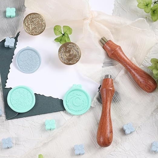 Initial Letter Alphabet C Sealing Wax Stamp with Flower Wax Stamp for Wedding Invitation Gift Wrap Envelopes Christmas Card