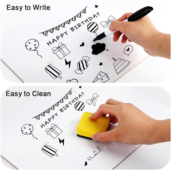 Dry Erase Lapboards, HERKKA 35 Pack Double Sided Dry Erase Lap Boards 9 x 12.5 Inch, 35 Markers, 35 Erasers, Small Dry Erase Boards for Students Classroom Teacher Supplie