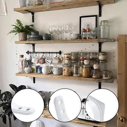 8Pcs 2 Inch Heavy Duty L Brackets, Wall Mount Right Angle Corner Braces, 90 Degree Shelf Bracket with Screws, for Shelves, Wood Boxes, Furniture, White