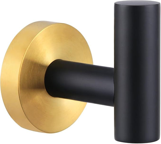 Angle Simple Towel Hook Black  Gold, Stainless Steel Bathroom Towel Holder, Round Clothing Robe Hook Wall Mount
