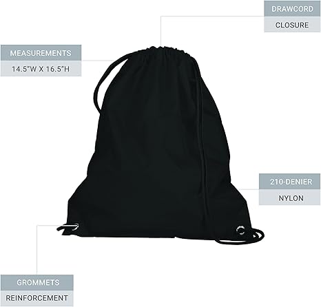 Augusta Sportswear Cinch Bag, Black, Medium