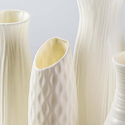 Unbreakable Nordic Style Flower Vase,Shatterproof Vases Imitation Ceramic Flower Pot,Plastic Vases for Living Dining Rooms Home Decor,Flower Vases for Bouquet,Seashell White-D