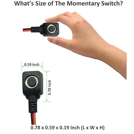 12V 24V Momentary Push Button Switch, 0.5M Pre-Wired Cable and Double-Sided Tape for Easy Installaton