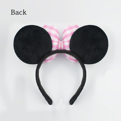 JIAHANG Mouse Ear Headband with 3D Cotton Bow, Velvet Hairband Party Decoration Headwear Hair Accessories for Women Girls
