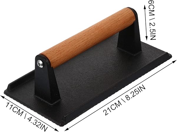 Multi-Function Meat Press Cast Iron Plate Burger Press for Steak Grill Comfortable Grip