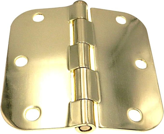 Warwick 3 12" Door Hinges 3.5 x 3.5 Inch, Rounded 58" Radius Corner, Polished Brass BDA3012PB