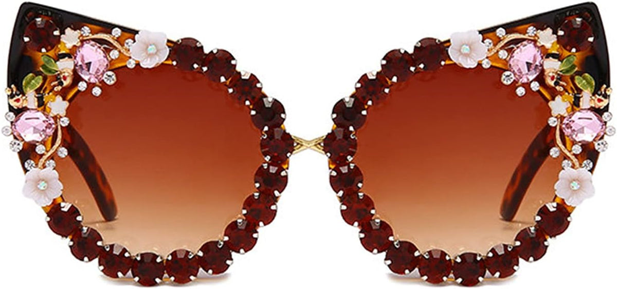 willochra Cat Eye Diamond Sunglasses Women cute Colorful Rhinestones Sunglasses Retro Party Eyewear Shades