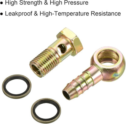 2Pcs 11mm Barbed M14x1.5 Male Thread Hose Fittings Elbow Connectors Carbon Steel HIEUBE141