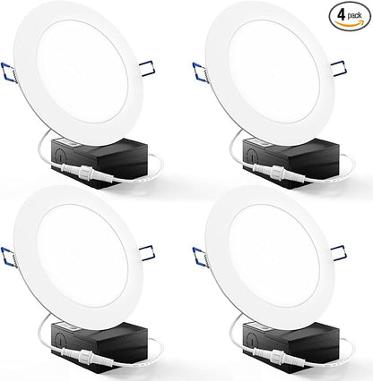 Sunco 4 Pack 6 Inch Ultra Thin LED Recessed Ceiling Lights Slim, 5000K Daylight, Dimmable, 14W100W, Wafer Thin, Canless with Junction Box - ETL.