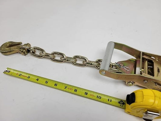 2 inch Short Wide Ratchet Handle with 12 inch Long 516 Grade 70 Chain with Grab Hook