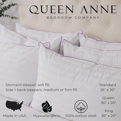 Luxury Hotel Down Alternative Pillow - Majesty Down - Synthetic Allergy Free Hypoallergenic Bed Pillow - Made in USA (Queen Medium)