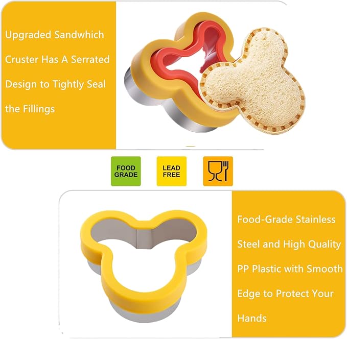Sandwich Cutter and Sealer Vegetable Cutters for Kids Uncrustables Sandwich Maker Lunchbox Bento Box DIY Lunch