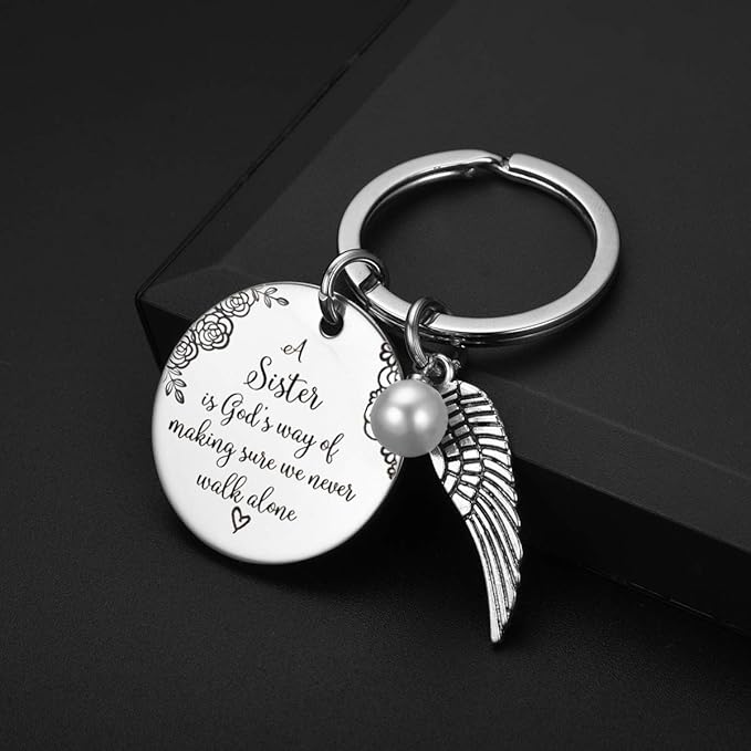 UOIPENGYI Sister Keychain - A Sister is God's Way of Making Sure We Never Walk Alone Friends Sister Keychain Gifts for Sister