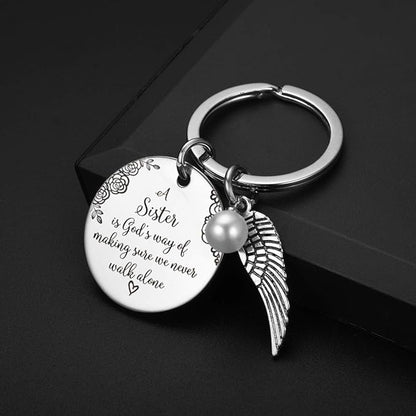 UOIPENGYI Sister Keychain - A Sister is God's Way of Making Sure We Never Walk Alone Friends Sister Keychain Gifts for Sister