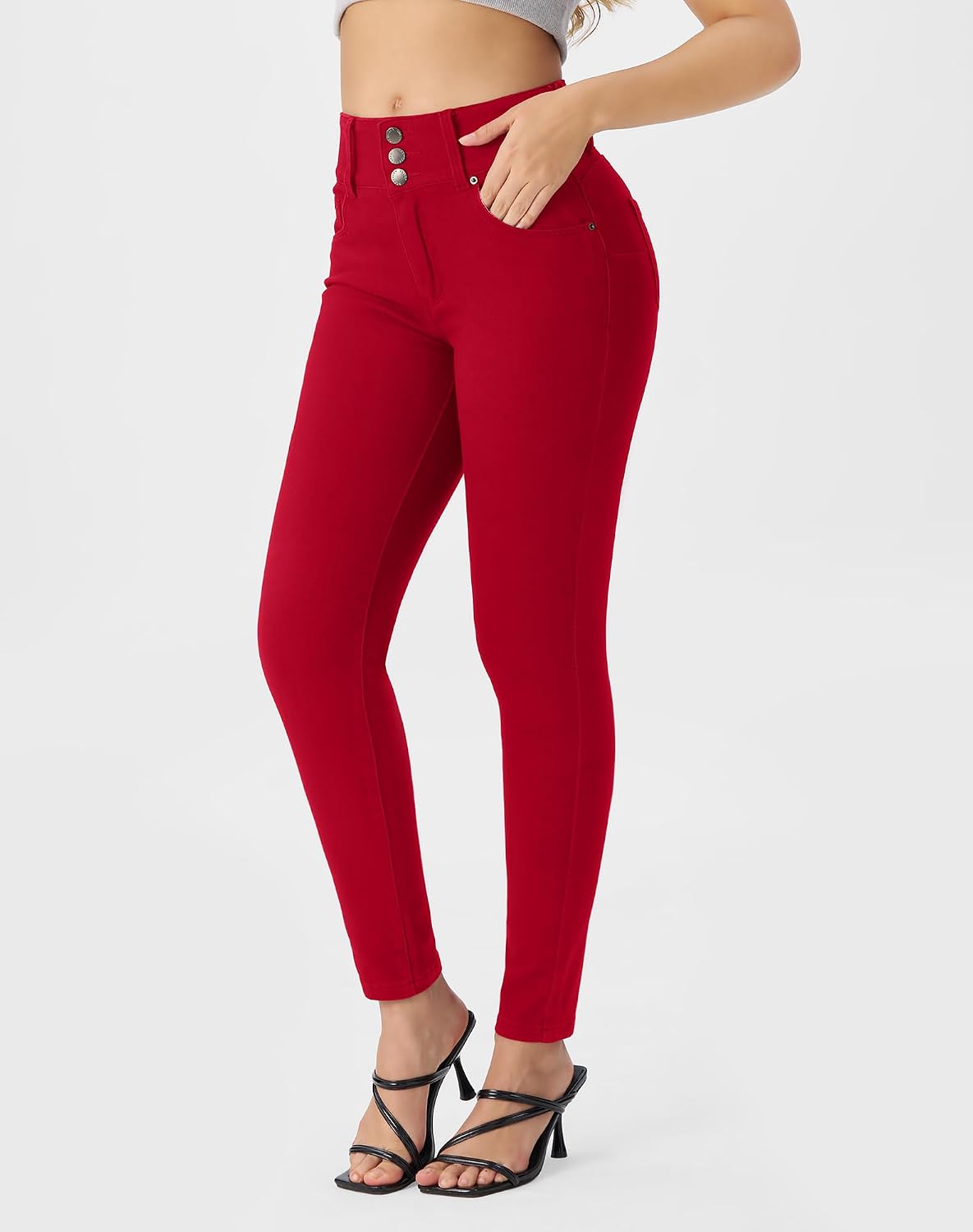 roswear Women’s High Waisted Stretchy Skinny Curvy Jeans Tummy Control Jeggings.