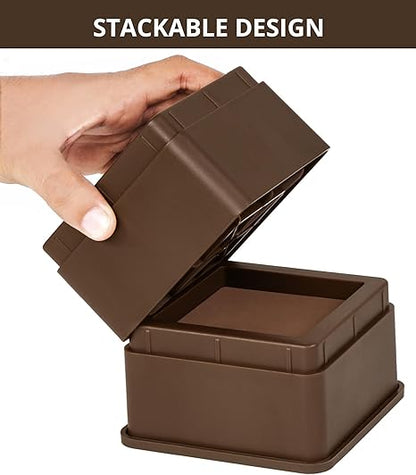 Utopia Bedding Bed Risers 2 Inch - Pack of 4 - Adjustable Furniture Risers 2  4 inch - Anti Slip Foam  Rubber Pad - Stackable Bed Lifts Risers Heavy Duty for Sofa, Bed, Table, Couch  Chair (Brown)