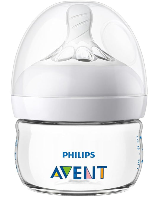 Philips Avent Natural Baby Bottles, with First Flow Nipple, 2OZ60ML, 2 Pack, SCF01925