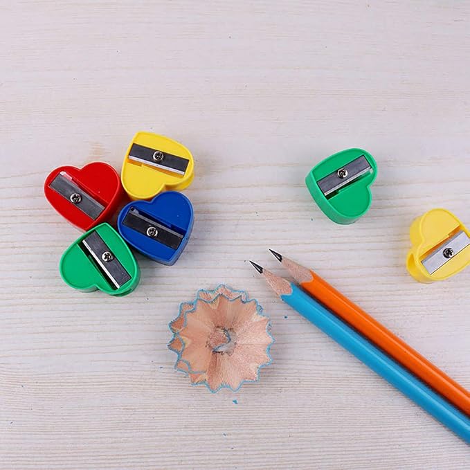 25 Pcs Mini Colorful Heart Pencil Sharpeners Manual Handheld Pencil Sharpeners for Kids