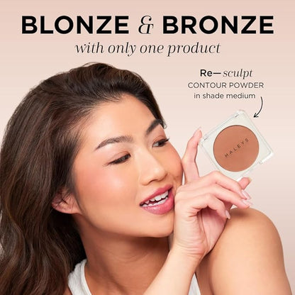 HALEYS Re-sculpt Smoothing Contour Powder (Medium) Lightweight, Non-Caking, Nourishing & Skin-Softening, Infused with Shea Butter & Chamomile Flower Water to Soothe Skin