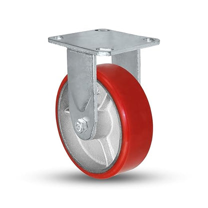 6 Inch Rigid Fixed Caster - 6 X 2 Polyurethane on Iron Wheel - 1200 Lb Weight Capacity - Great for Tool Box Replacements or Heavy Equipment - Easy Push - CasterHQ Brand