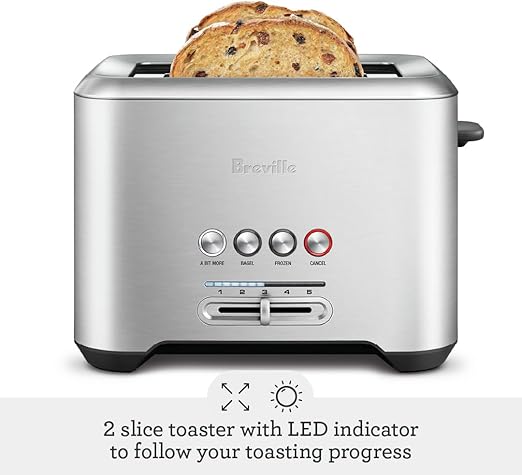 Breville Bit More Toaster 2 Slice BTA70XL, Brushed Stainless Steel