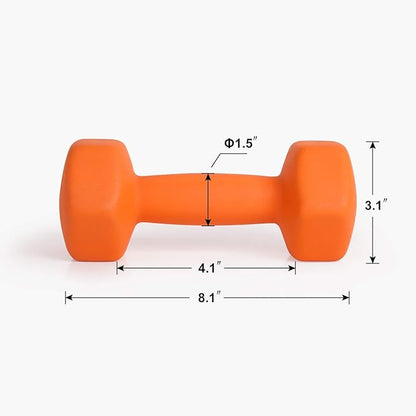 LIONSCOOL Set of 2 Neoprene Coated Dumbbell Hand Weights, Anti-Slip and Anti-Roll Hex Dumbbells in Pair for Strength Training, Resistance Training