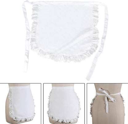 hejhncii Maid Cosplay Apron Costume Half Waitress Servant Costume Girls Waist White Apron