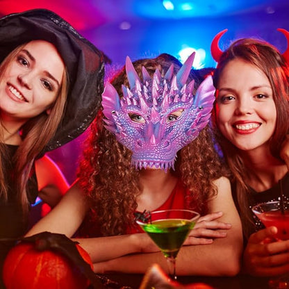 Eforcase Halloween Dragon Head Mask - 3D Dragon Mask Halloween Masquerade Cosplay Costume Half Face Masks for Adults