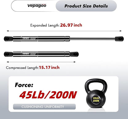 Vepagoo ST270EDI-45 27 inch 45Lb200N Per Gas Struts Shock Lift Support for Truck Bed Cover Undercover Topper Pickup Tonneau Cover and Other Heavy Duty Application, 2pcs (1 Pair)