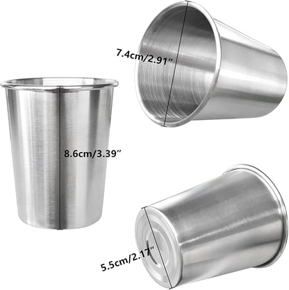 6 Pack 8 oz Stainless Steel Kids Cups, Children's Pint Cups, Stackable Metal Cups, Shatterproof Drinking Glasses
